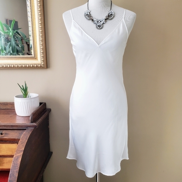 Maje White Satin Spaghetti Strap Slip Dress V-Neck Size Small - Picture 1 of 11